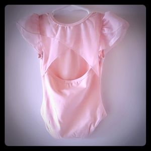 MdnMd girls flutter sleeve cross back leotard